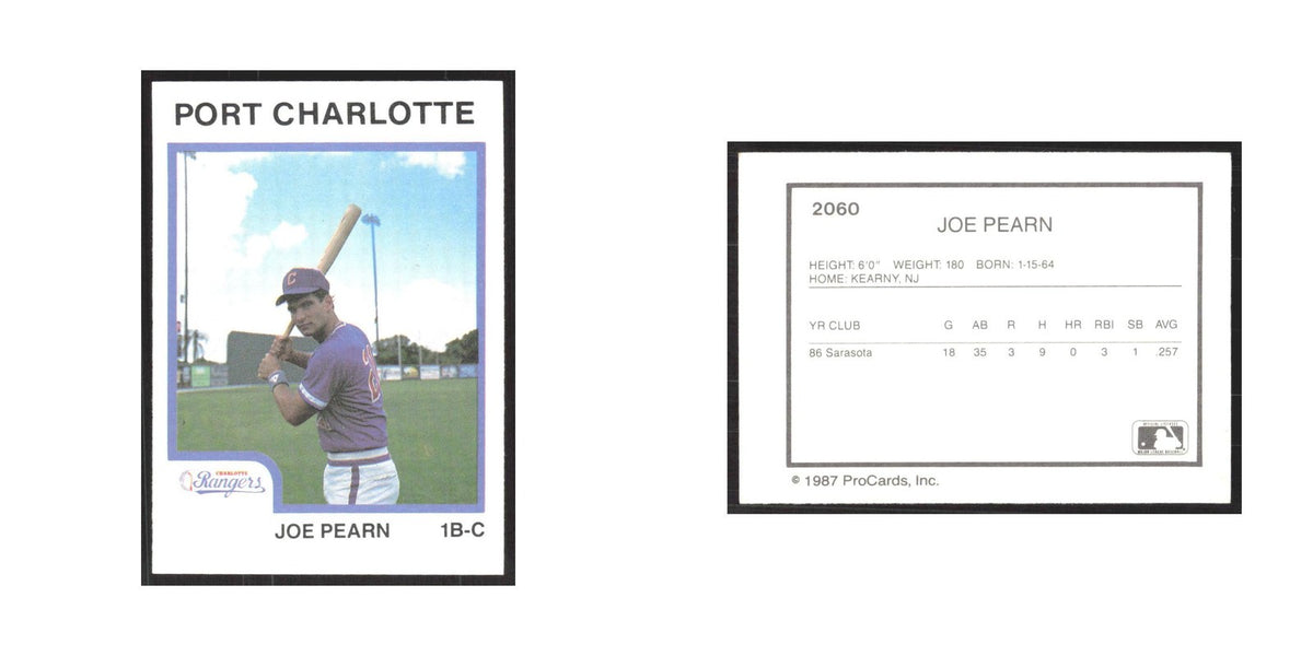 1987 ProCards Minor League Joe Pearn Port Charlotte Rangers #2060