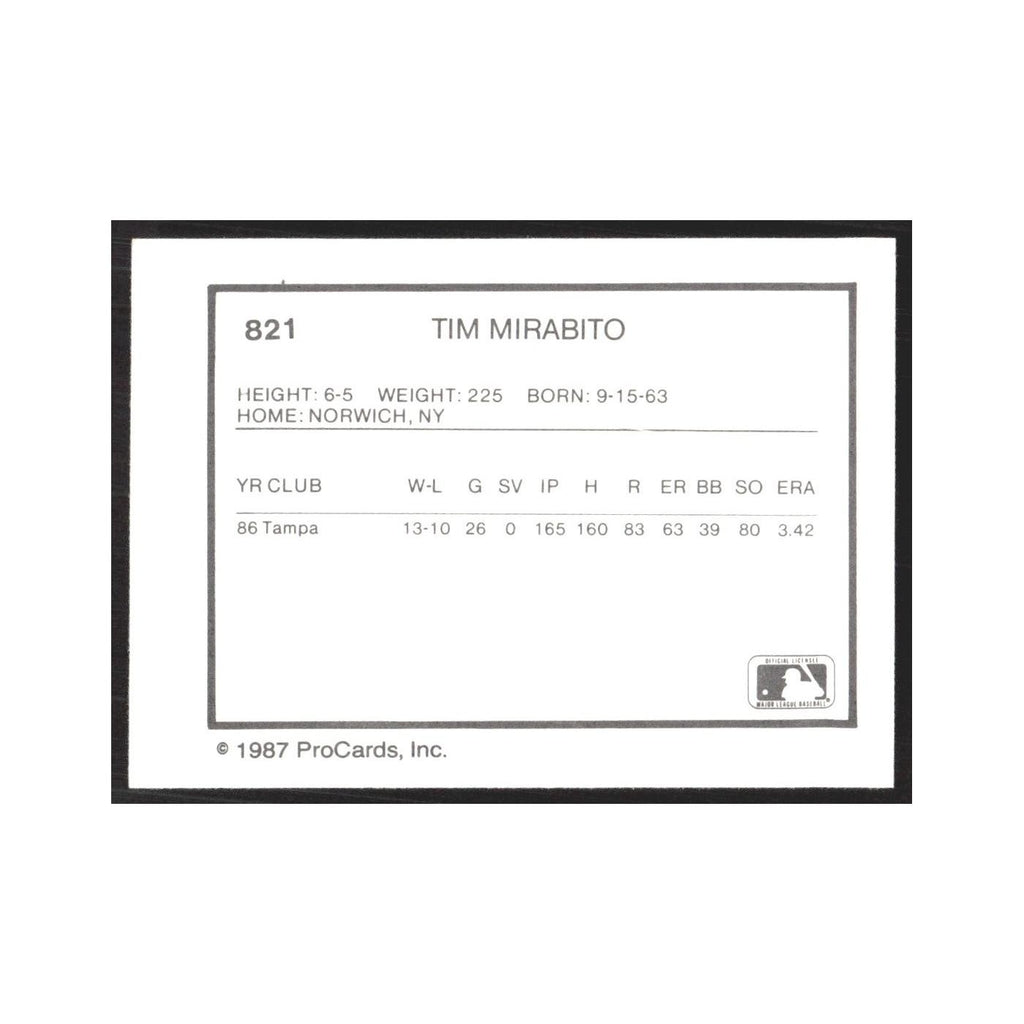 1987 ProCards Minor League Tim Mirabito Vermont Reds #821