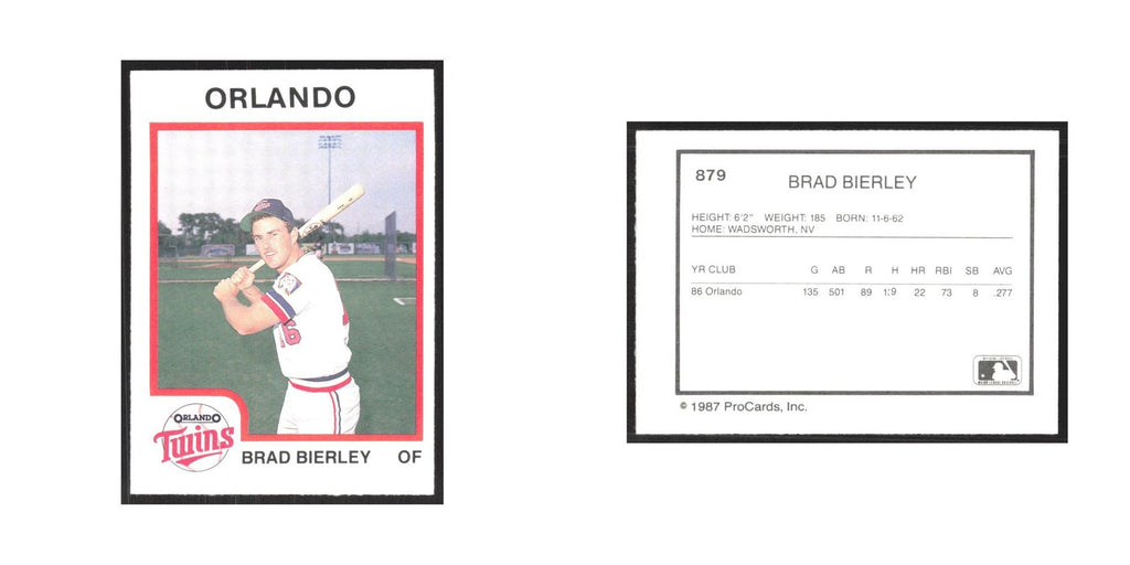 1987 ProCards Minor League Brad Bierley Orlando Twins #879