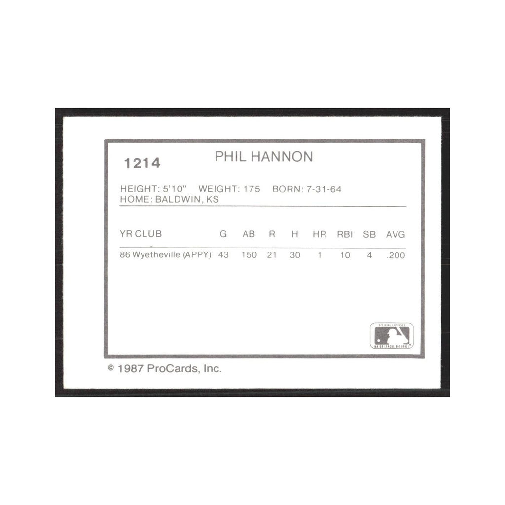 1987 ProCards Minor League Phil Hannon Winston-Salem Spirits #1214