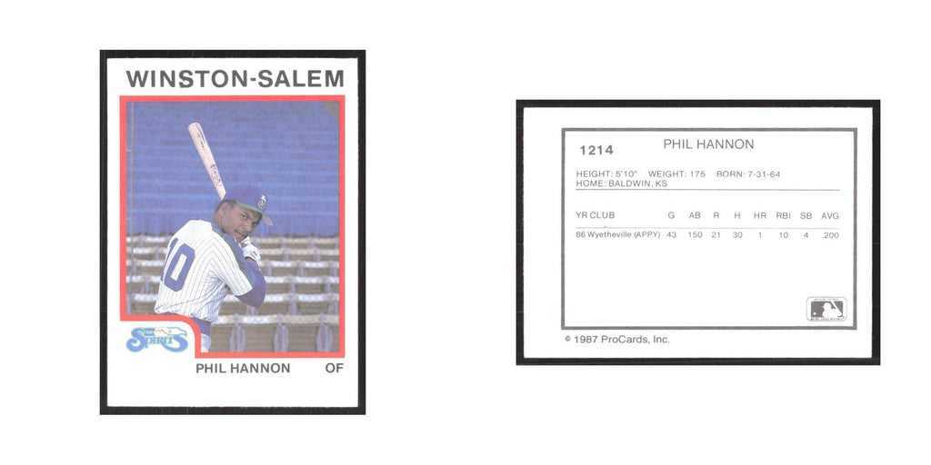 1987 ProCards Minor League Phil Hannon Winston-Salem Spirits #1214