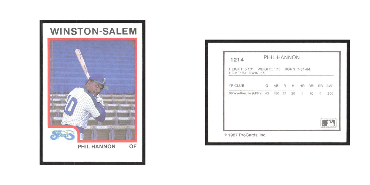1987 ProCards Minor League Phil Hannon Winston-Salem Spirits #1214