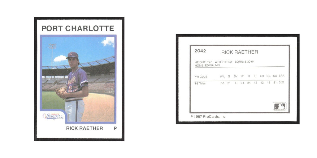 1987 ProCards Minor League Rick Raether Port Charlotte Rangers #2042