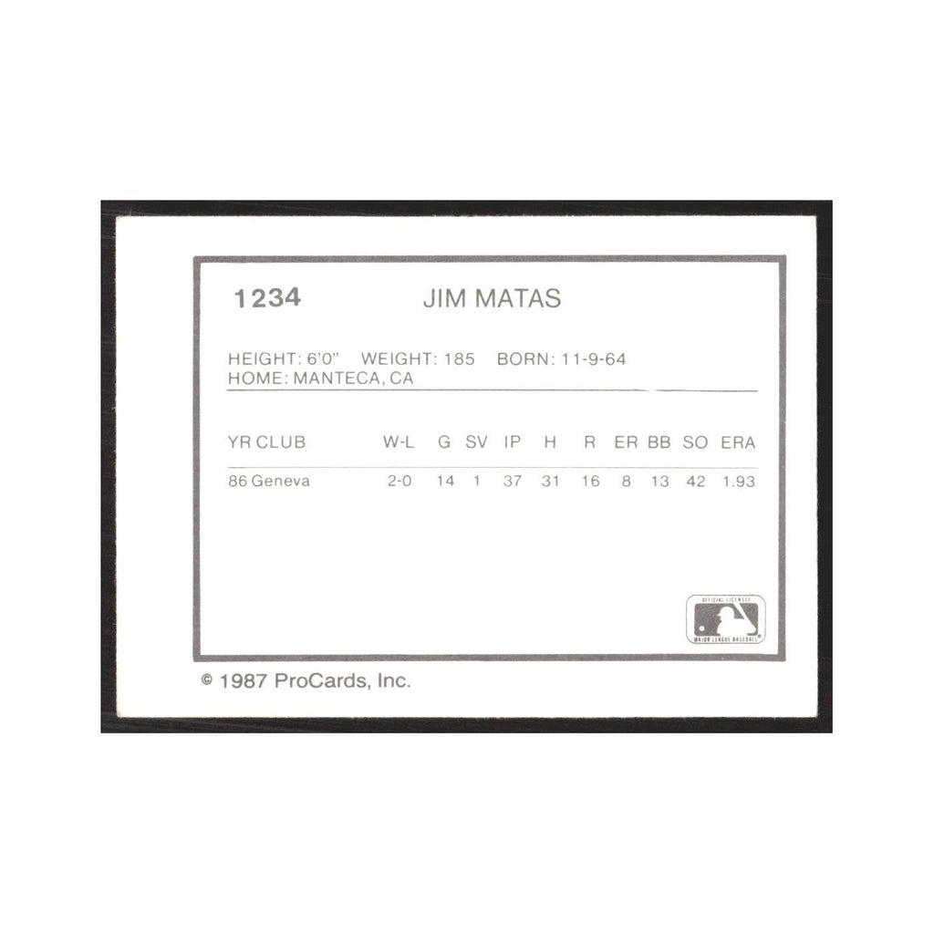 1987 ProCards Minor League Jim Matas Winston-Salem Spirits #1234