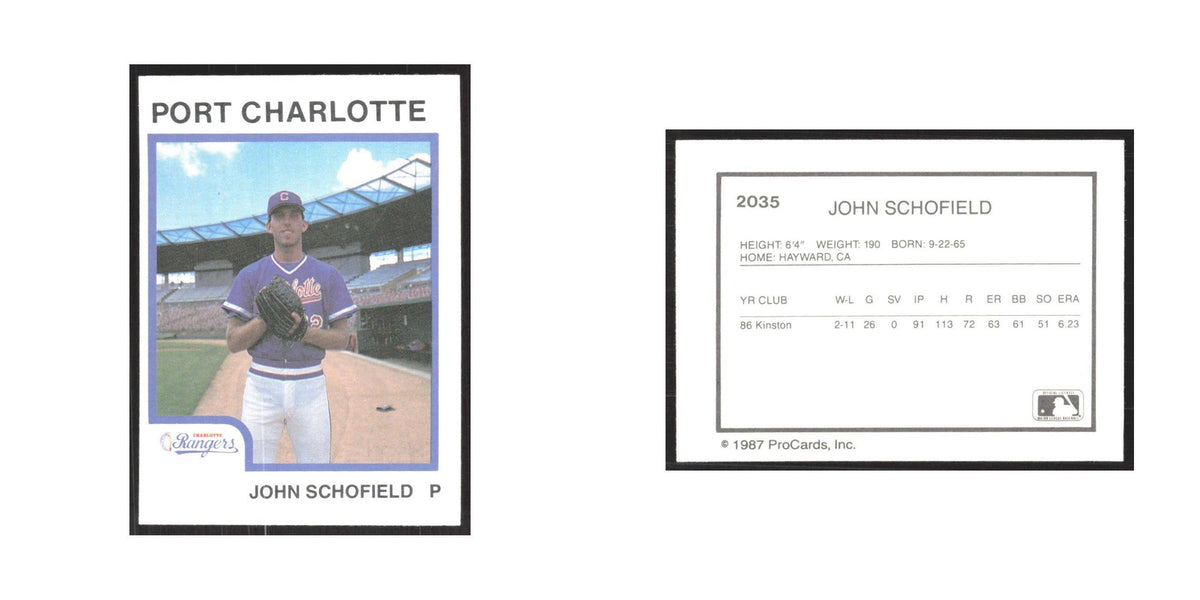 1987 ProCards Minor League John Schofield Port Charlotte Rangers #2035