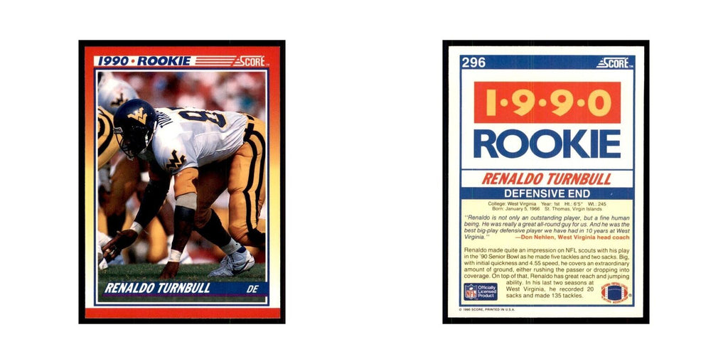 1990 Score Renaldo Turnbull RC West Virginia Mountaineers #296