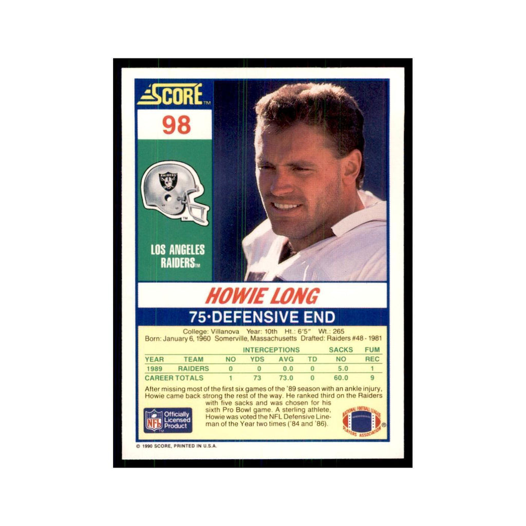 1990 Score Howie Long Los Angeles Raiders #98