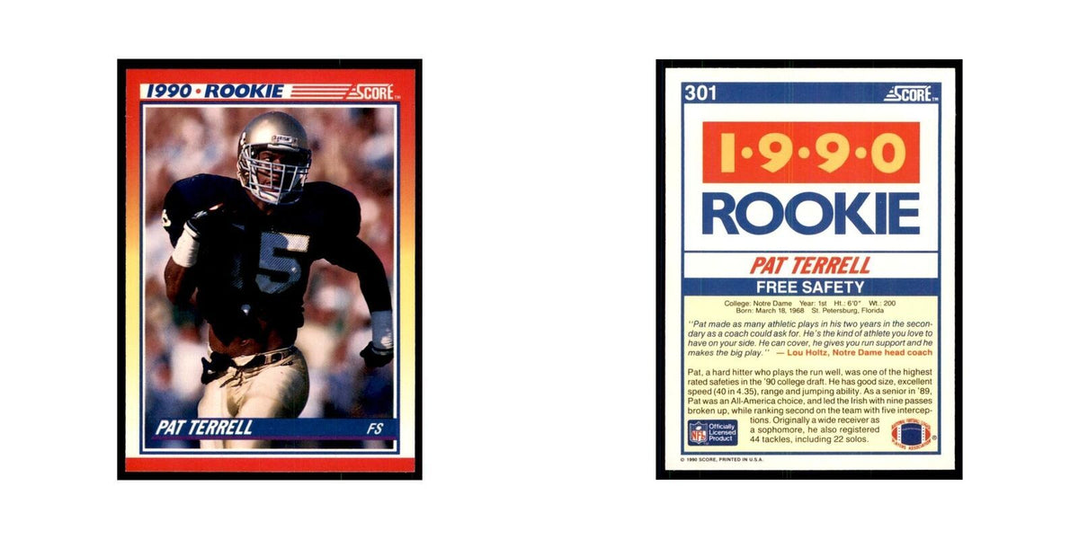 1990 Score Pat Terrell RC Notre Dame Fighting Irish #301