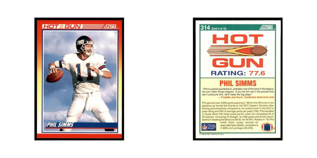 1990 Score Phil Simms Giants #314