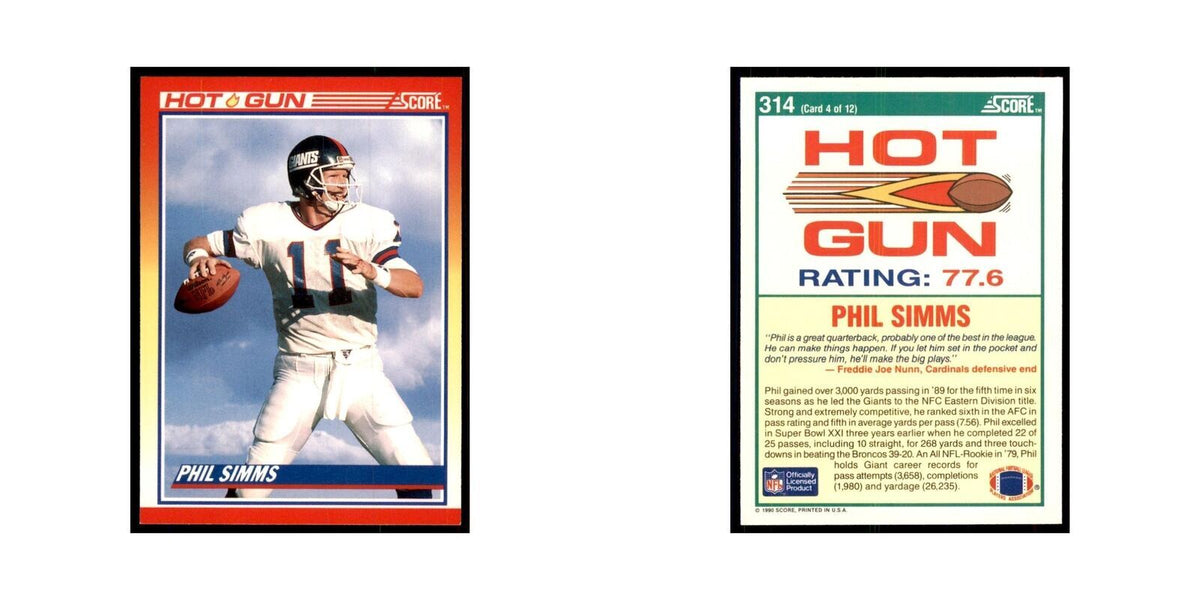 1990 Score Phil Simms Giants #314