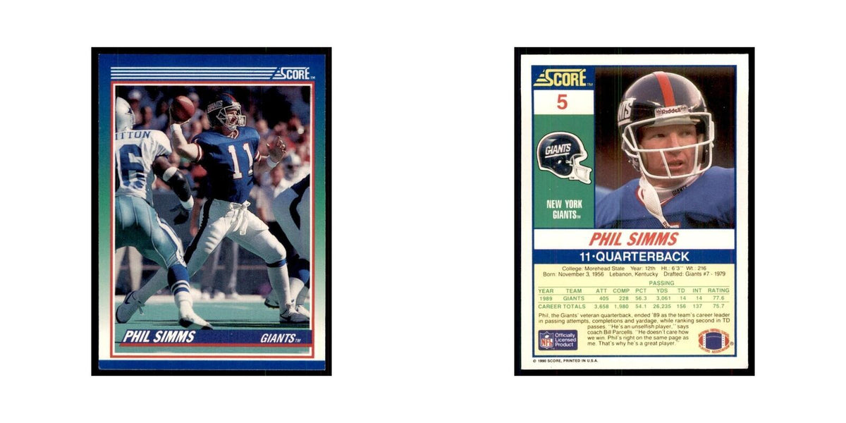 1990 Score Phil Simms Giants #5