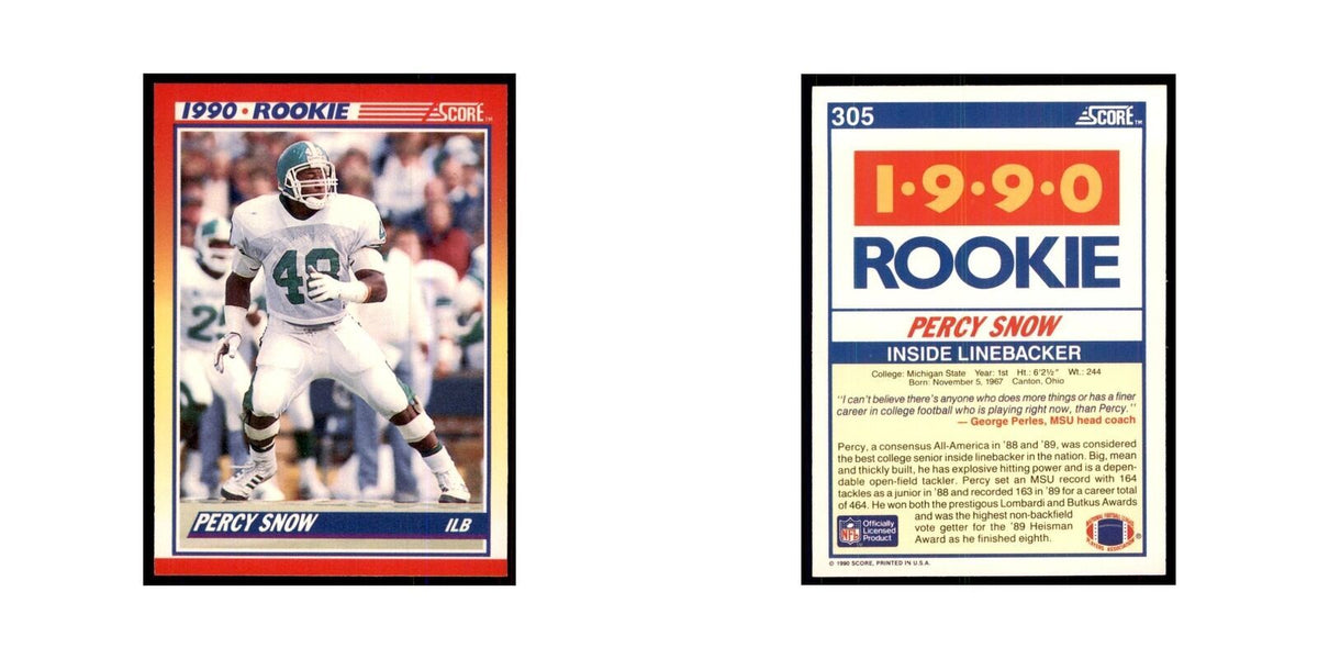 1990 Score Percy Snow RC Michigan State Spartans #305