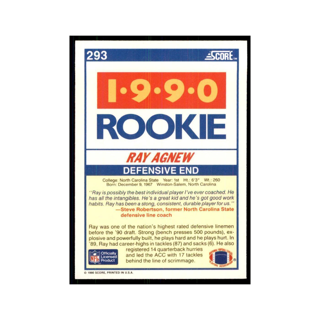 1990 Score Ray Agnew RC NC State Wolfpack #293