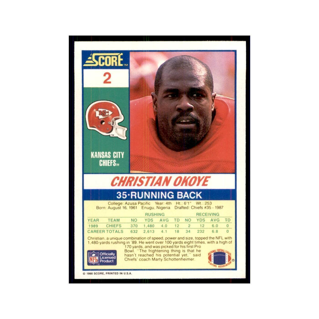 1990 Score Christian Okoye Chiefs #2