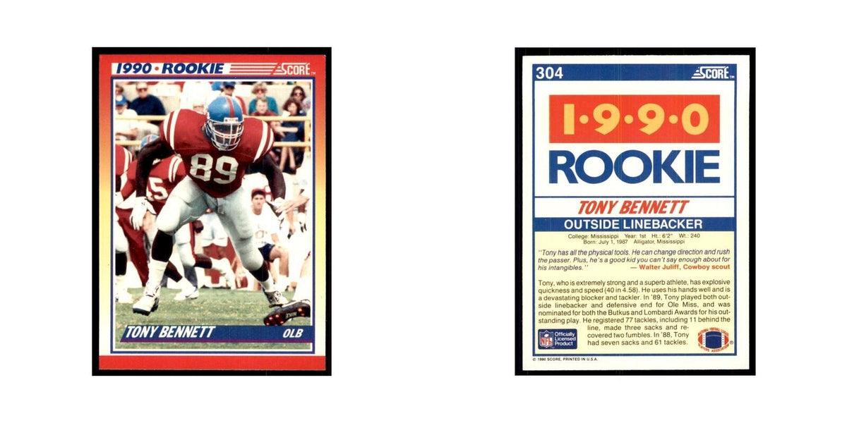 1990 Score Tony Bennett RC Ole Miss Rebels #304