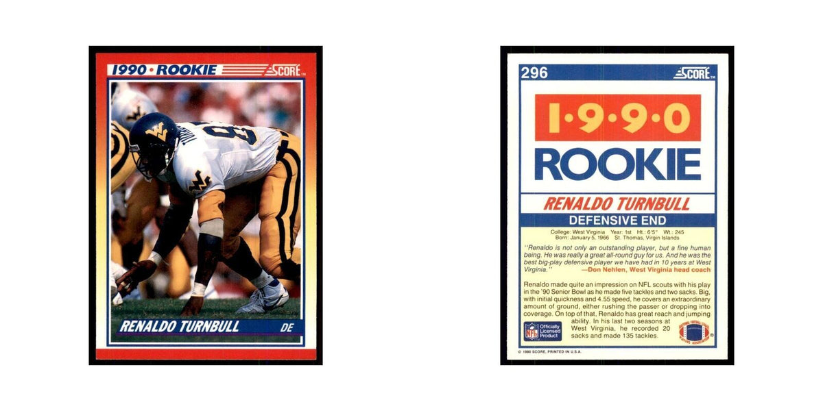 1990 Score Renaldo Turnbull RC West Virginia Mountaineers #296