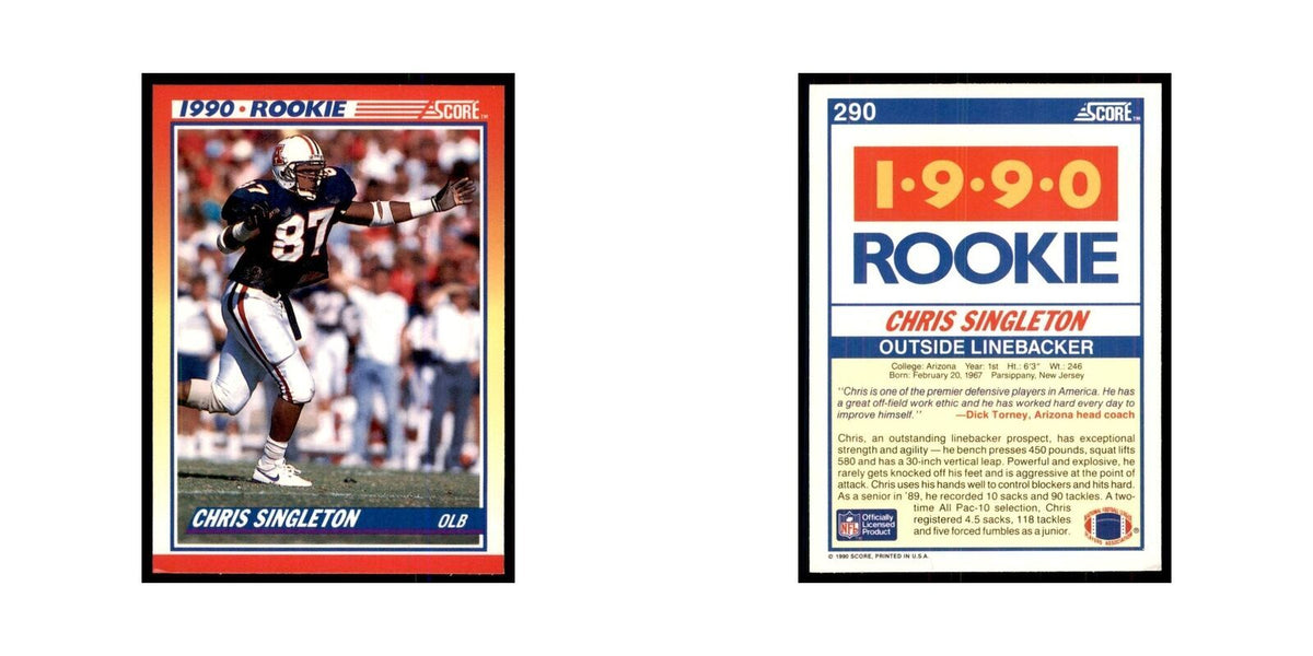1990 Score Chris Singleton RC Arizona Wildcats #290