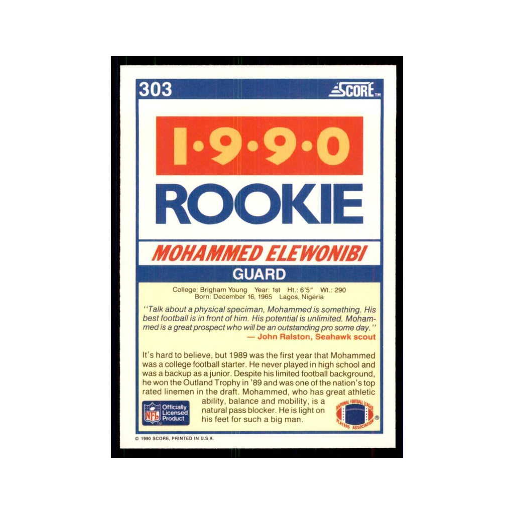 1990 Score Mohammed Elewonibi RC BYU Cougars #303