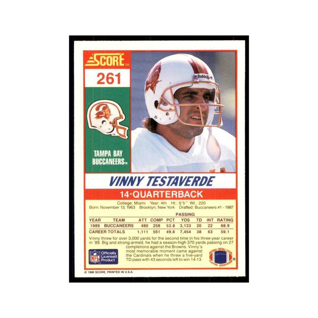 1990 Score Vinny Testaverde Buccaneers #261
