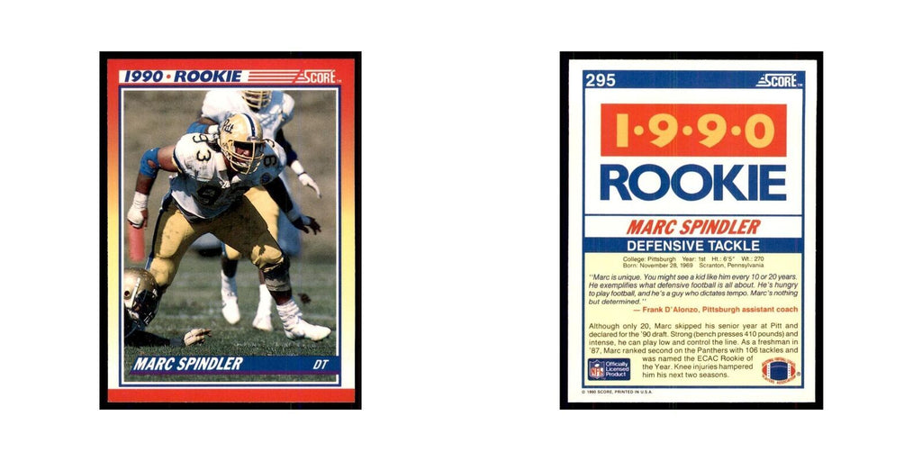 1990 Score Marc Spindler RC Pittsburgh Panthers #295