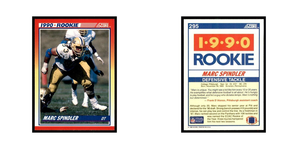1990 Score Marc Spindler RC Pittsburgh Panthers #295