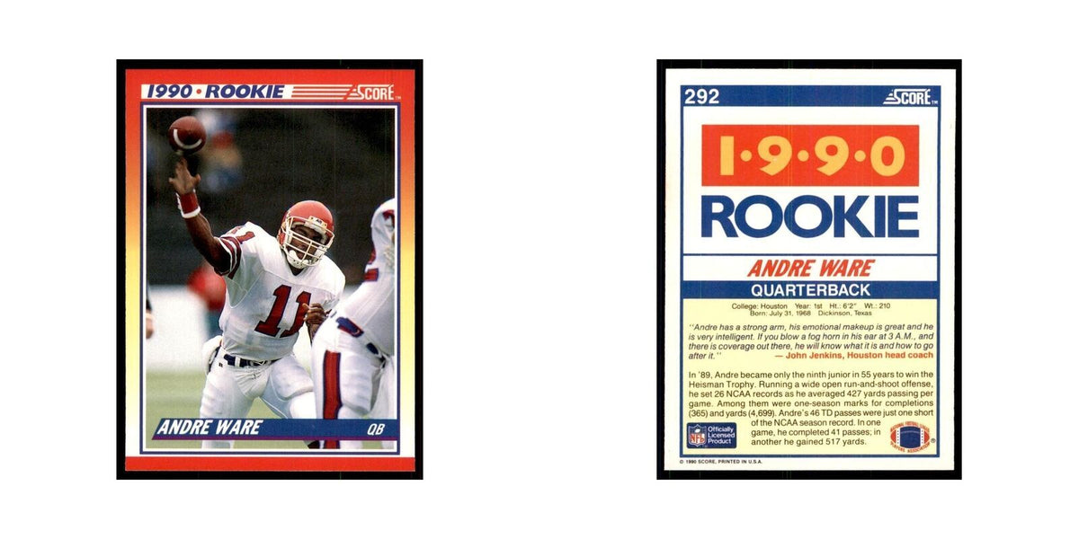 1990 Score Andre Ware RC Houston Cougars #292