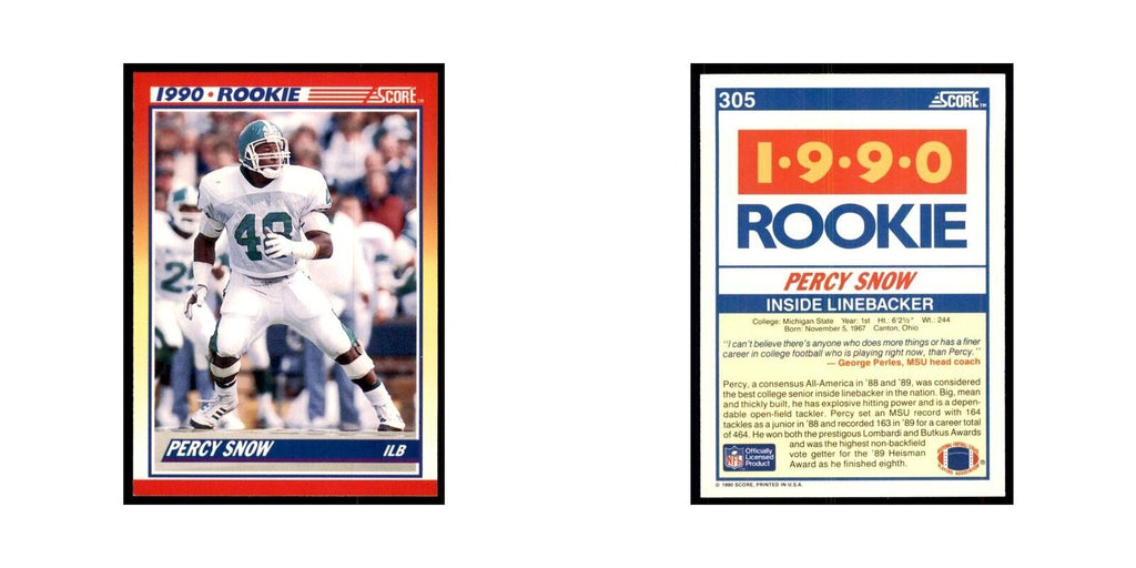 1990 Score Percy Snow RC Michigan State Spartans #305