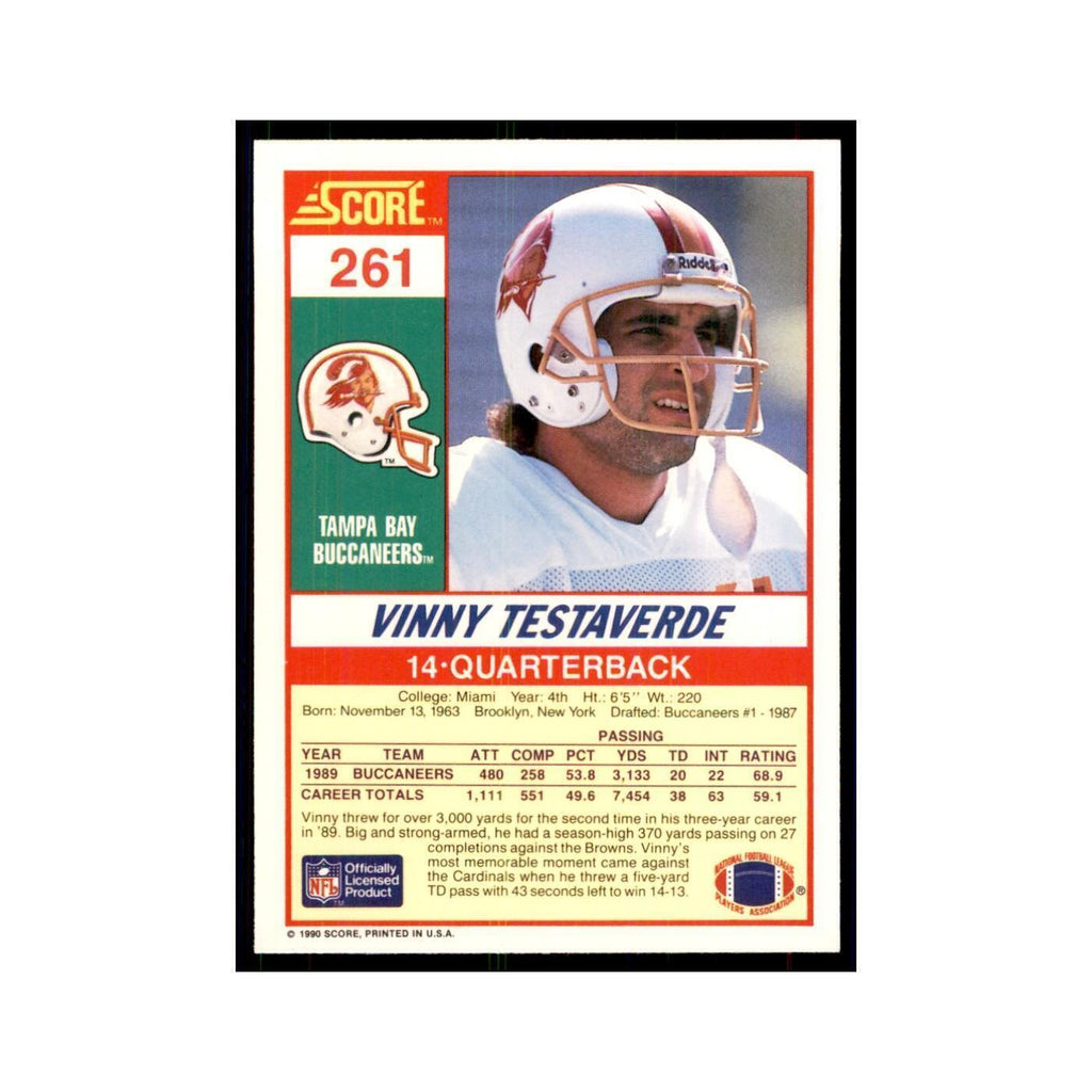 1990 Score Vinny Testaverde Buccaneers #261