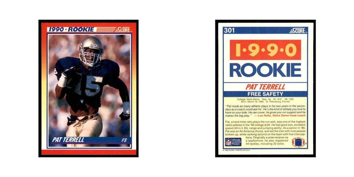 1990 Score Pat Terrell RC Notre Dame Fighting Irish #301