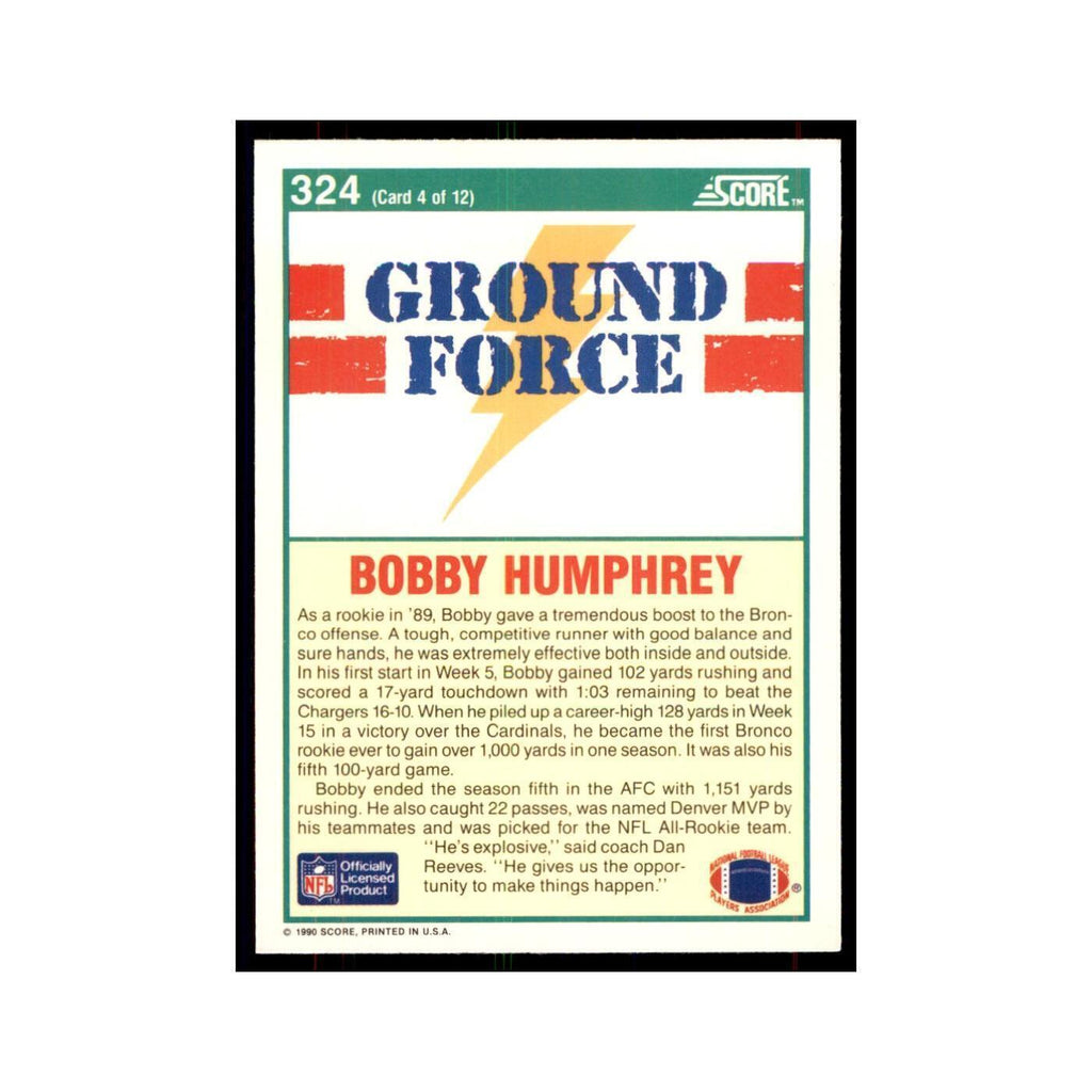 1990 Score Bobby Humphrey Broncos #324