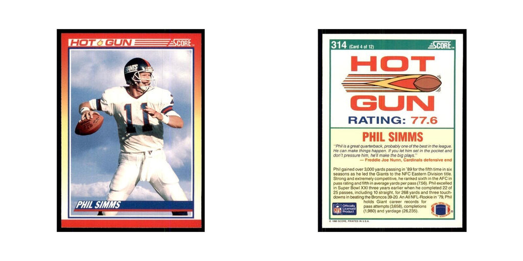 1990 Score Phil Simms Giants #314