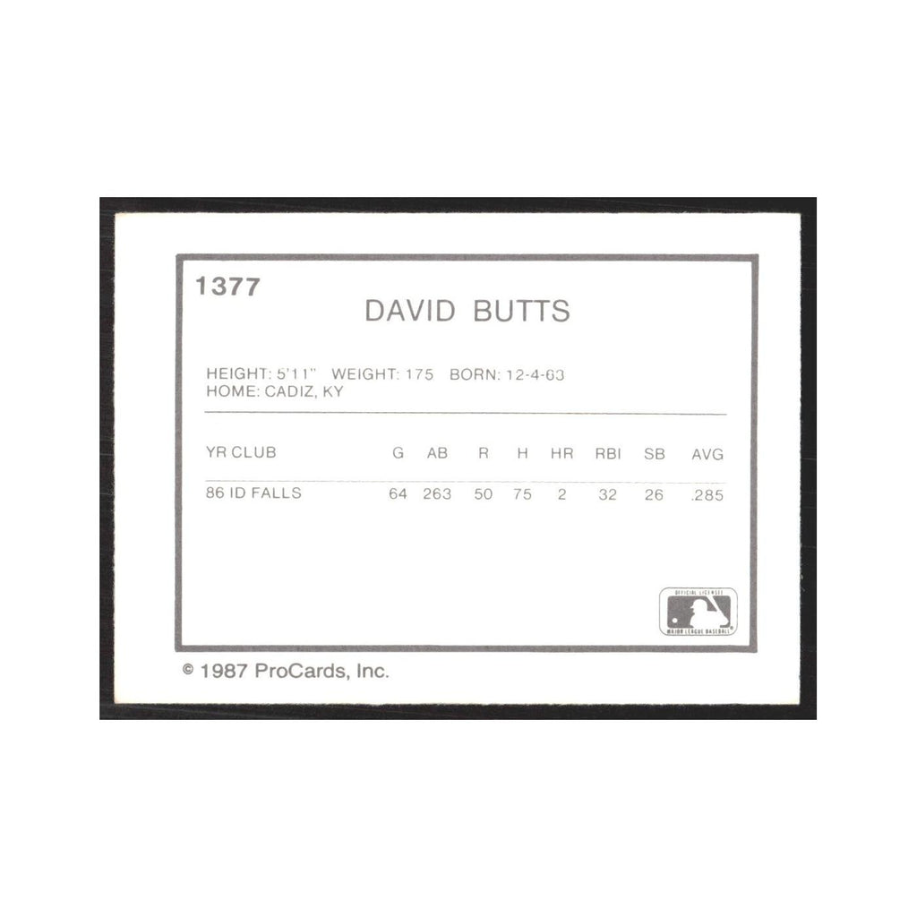 1987 ProCards Minor League David Butts Sumter Braves #1377