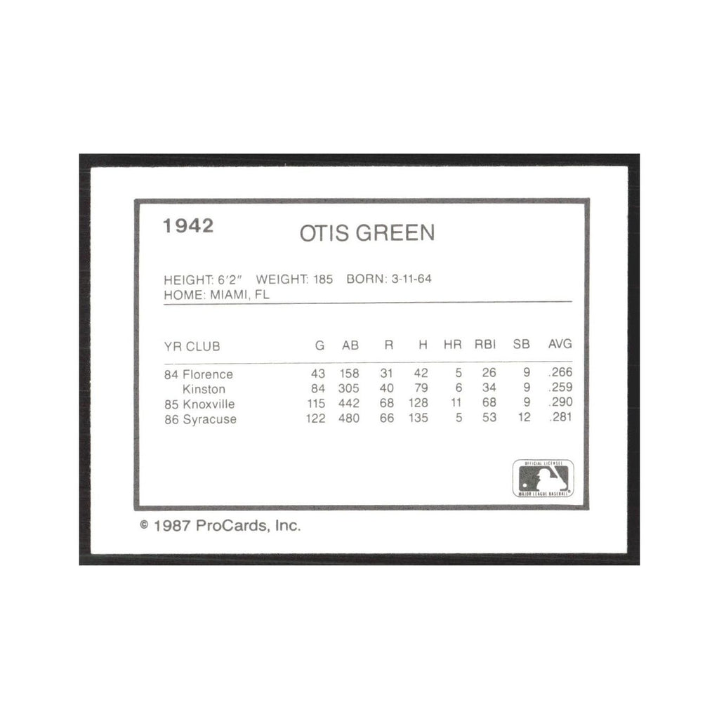 1987 ProCards Minor League Otis Green Syracuse Chiefs #1942