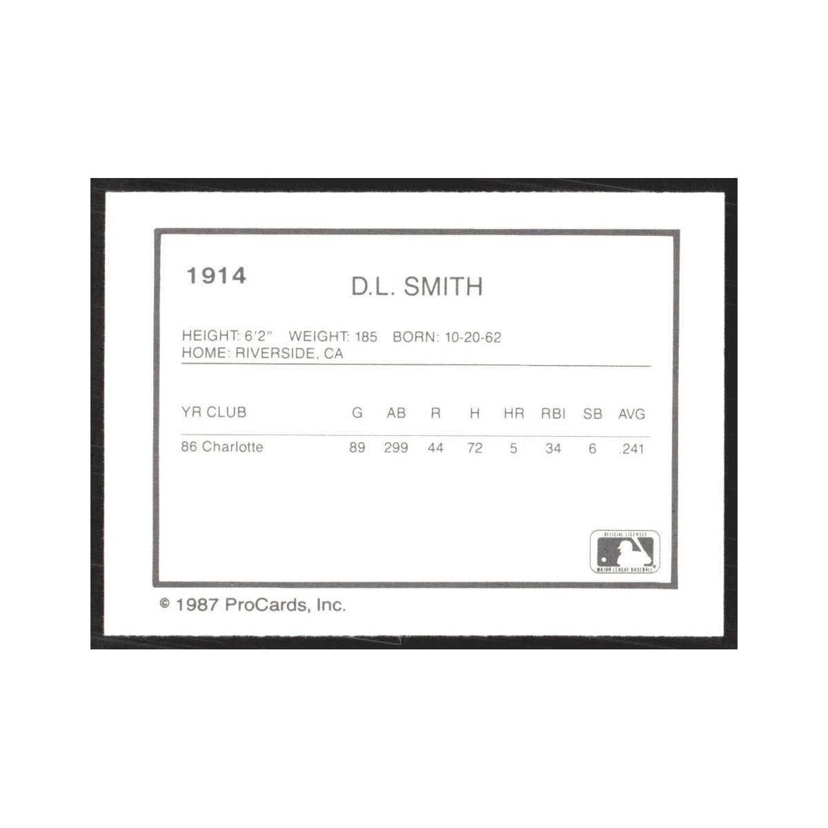 1987 ProCards Minor League D.L. Smith Rochester Red Wings #1914