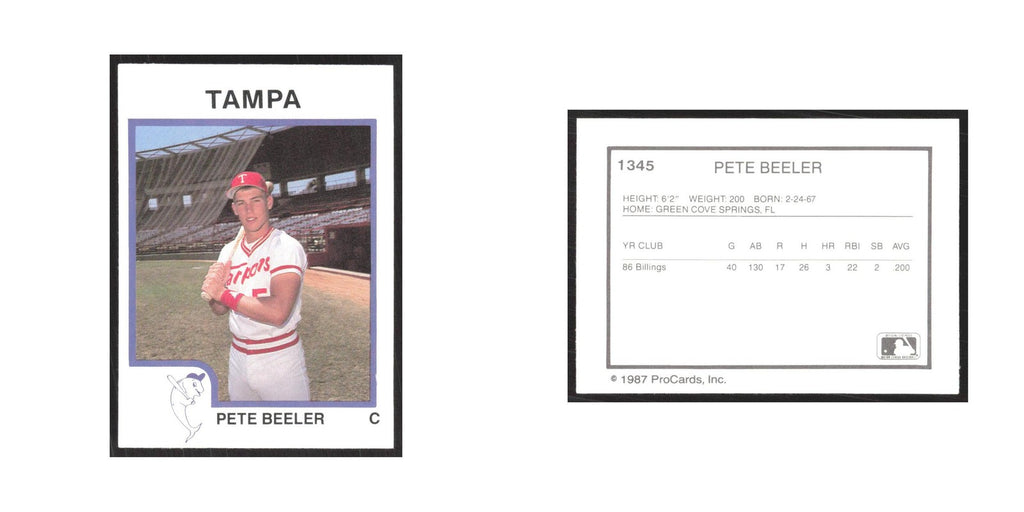 1987 ProCards Minor League Pete Beeler Tampa Tarpons #1345