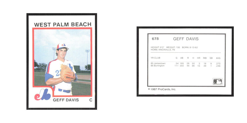 1987 ProCards Minor League Geff Davis West Palm Beach Expos #678