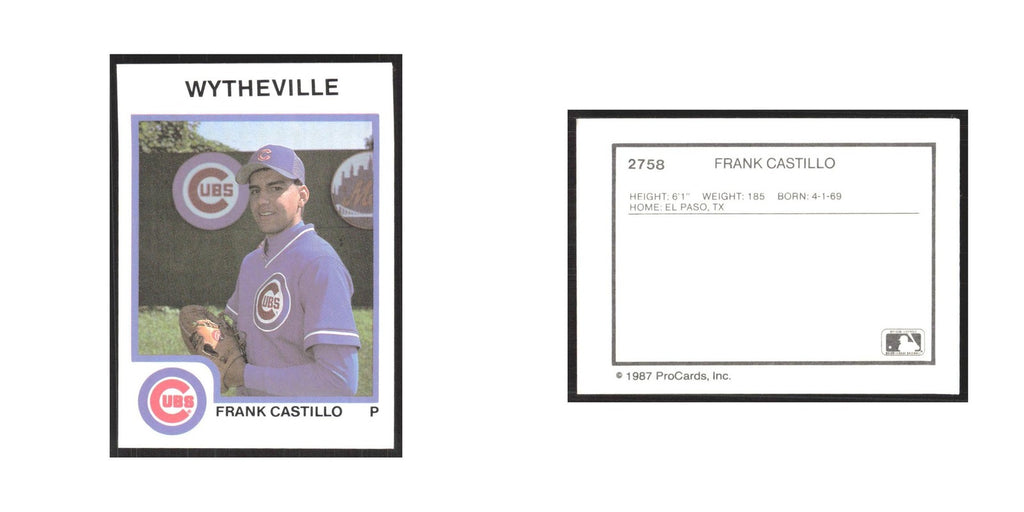 1987 ProCards Minor League Frank Castillo Wytheville Cubs #2758