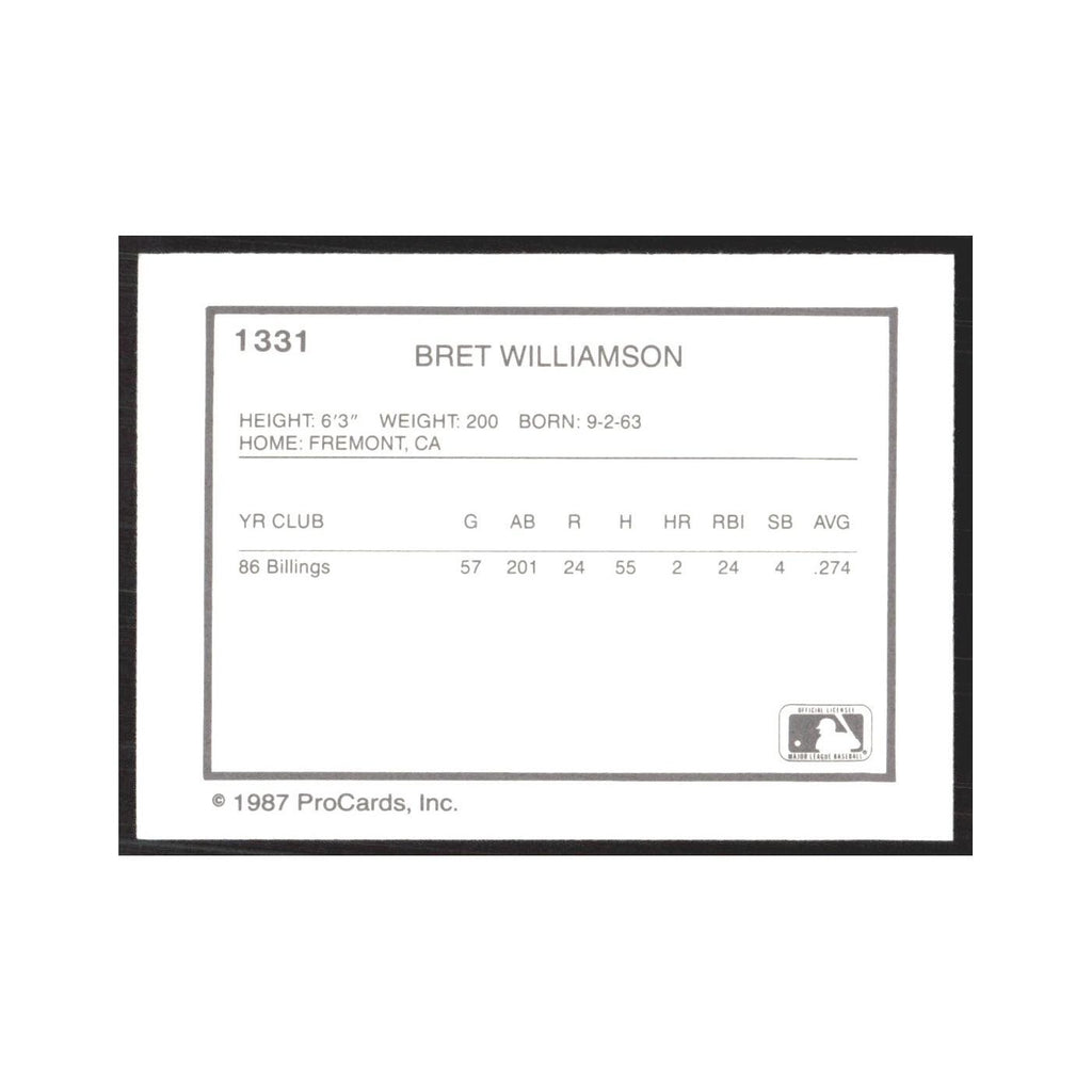 1987 ProCards Minor League Bret Williamson Tampa Tarpons #1331
