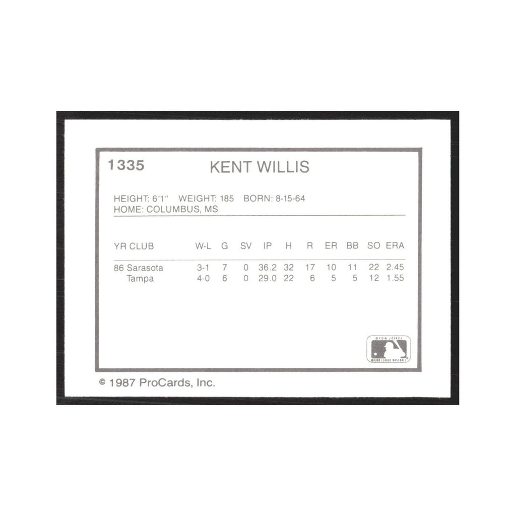 1987 ProCards Minor League Kent Willis Tampa Tarpons #1335