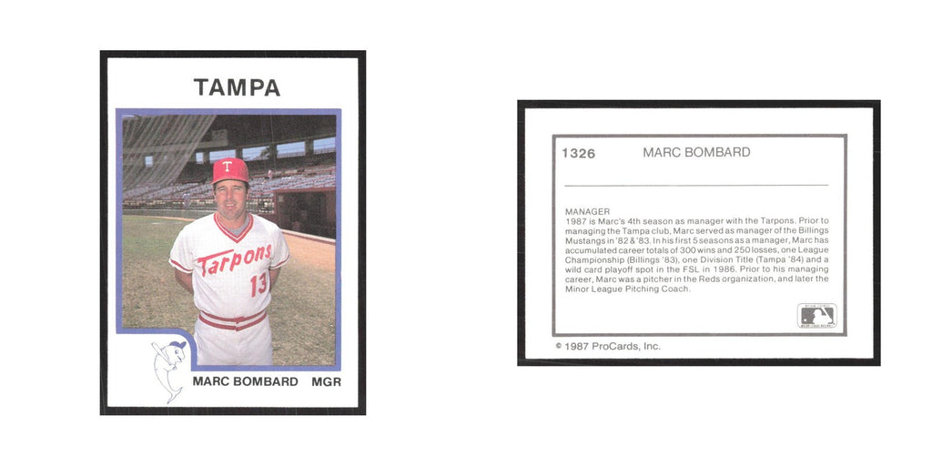 1987 ProCards Minor League Marc Bombard Tampa Tarpons #1326