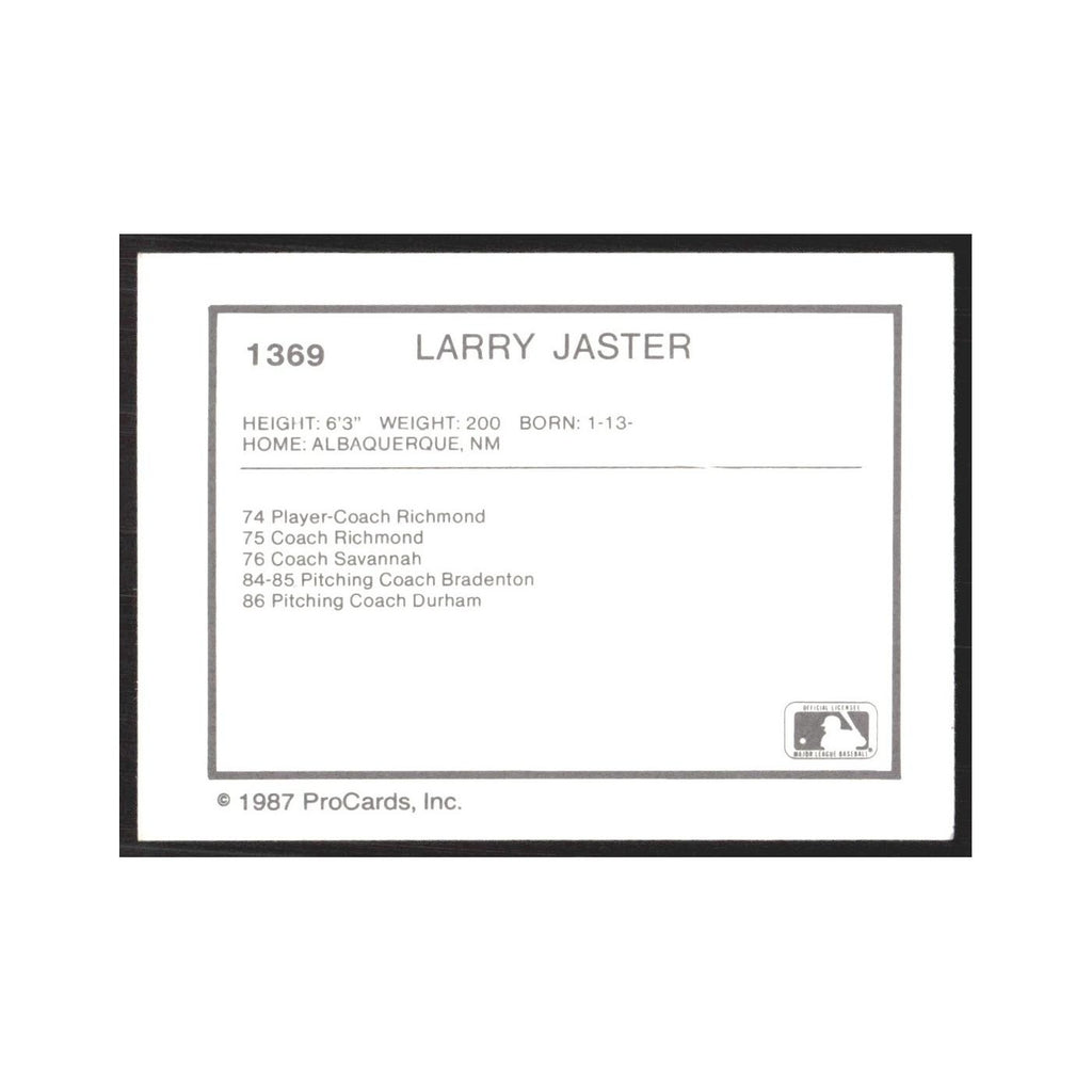 1987 ProCards Minor League Larry Jaster Sumter Braves #1369