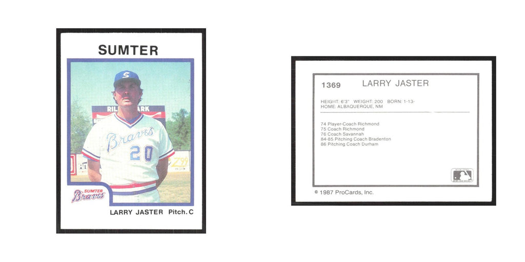 1987 ProCards Minor League Larry Jaster Sumter Braves #1369