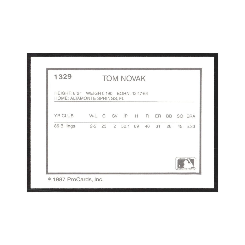 1987 ProCards Minor League Tom Novak Tampa Tarpons #1329