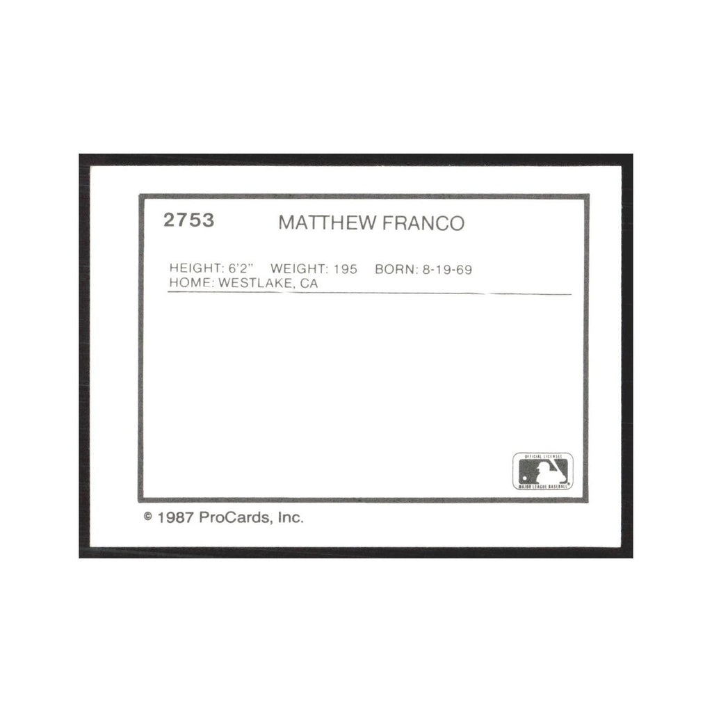 1987 ProCards Minor League Matthew Franco Wytheville Cubs #2753