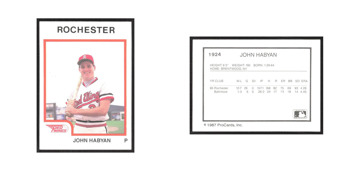 1987 ProCards Minor League John Habyan Rochester Red Wings #1924
