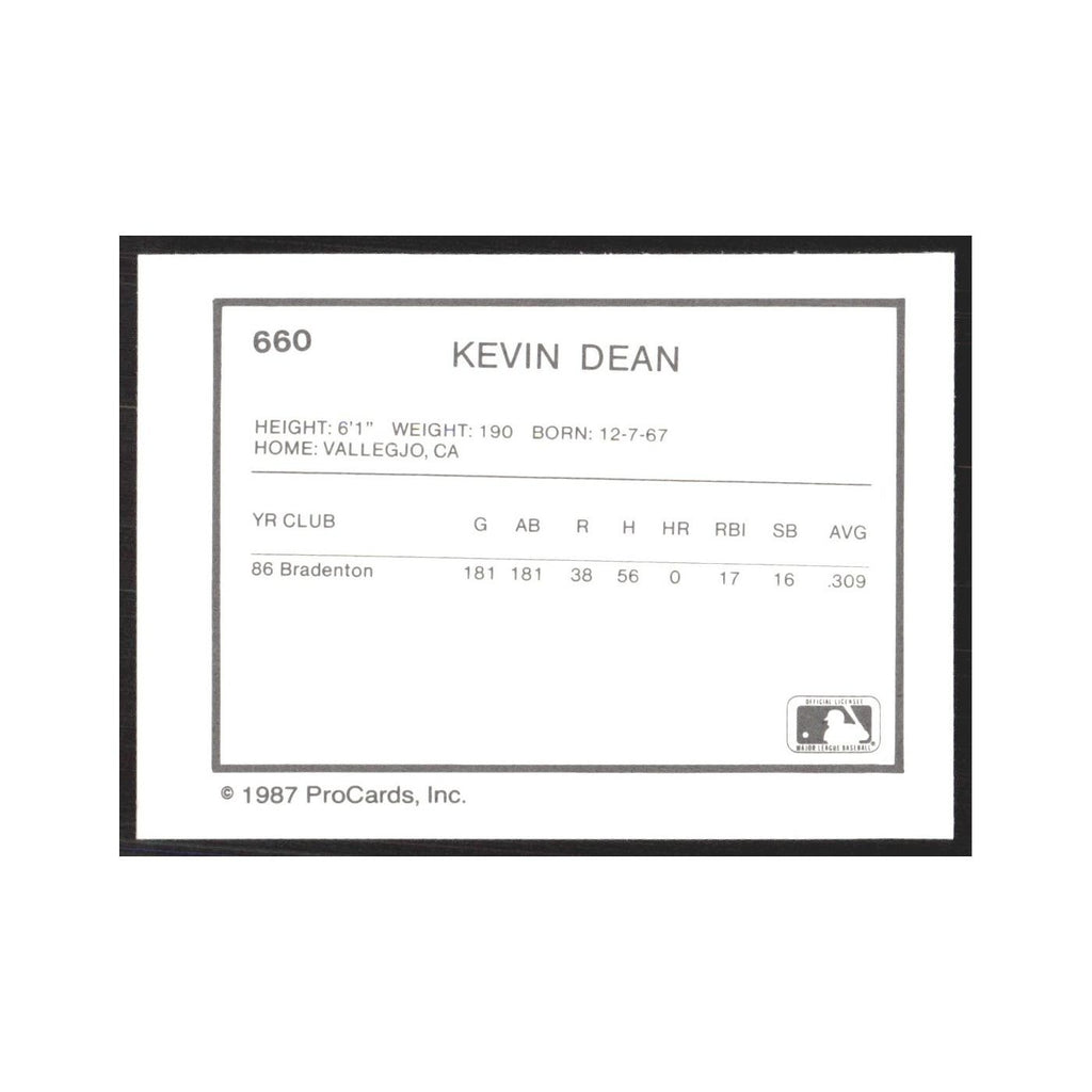 1987 ProCards Minor League Kevin Dean West Palm Beach Expos #660