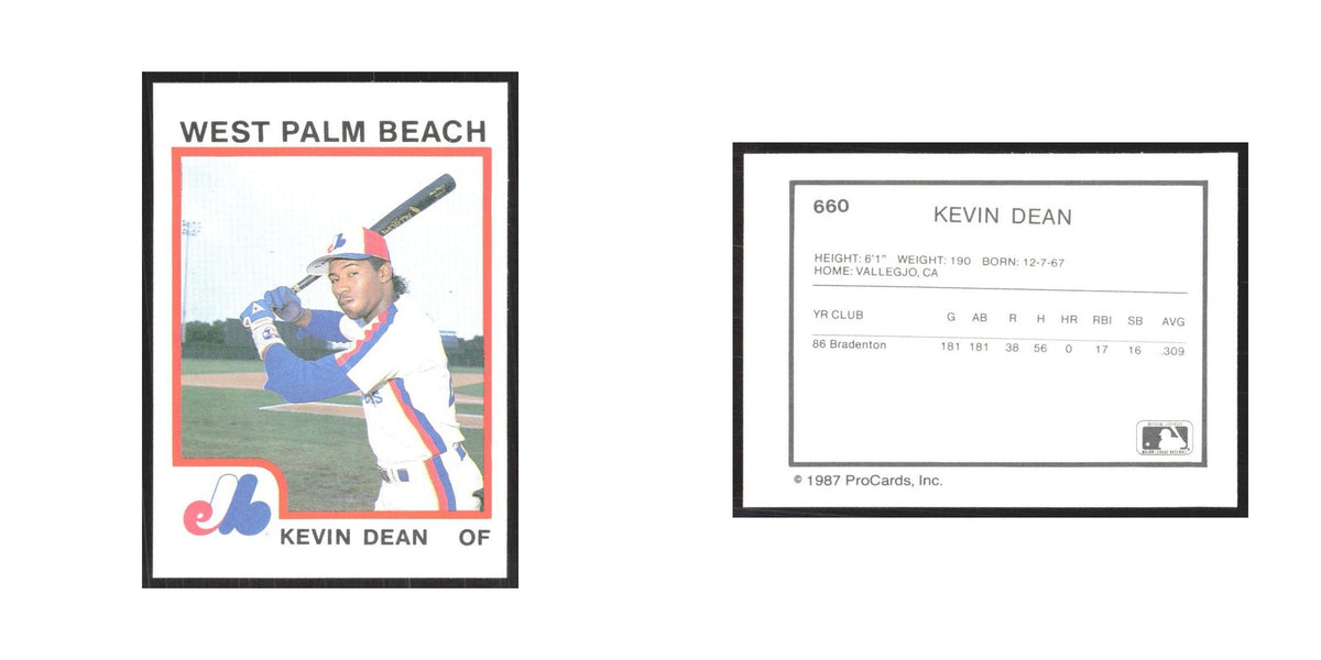 1987 ProCards Minor League Kevin Dean West Palm Beach Expos #660