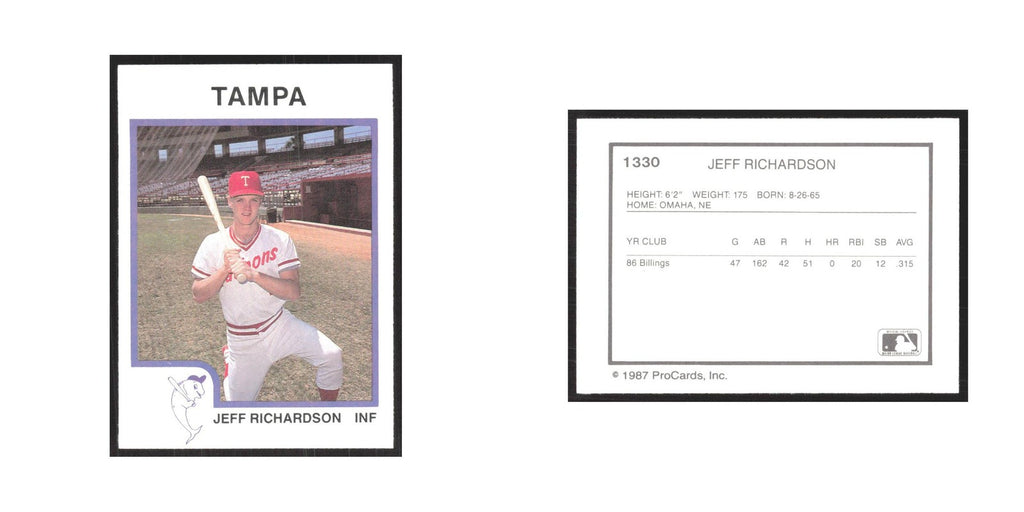 1987 ProCards Minor League Jeff Richardson Tampa Tarpons #1330