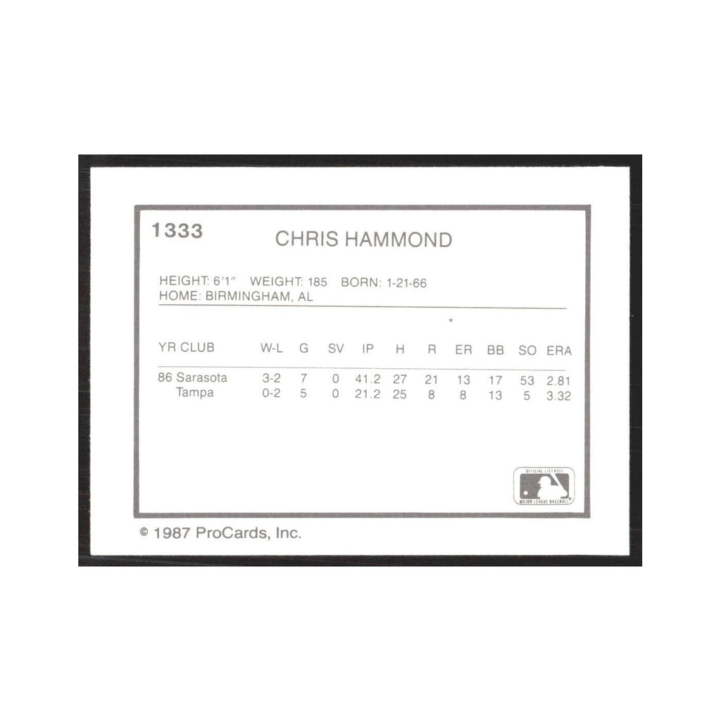1987 ProCards Minor League Chris Hammond Tampa Tarpons #1333