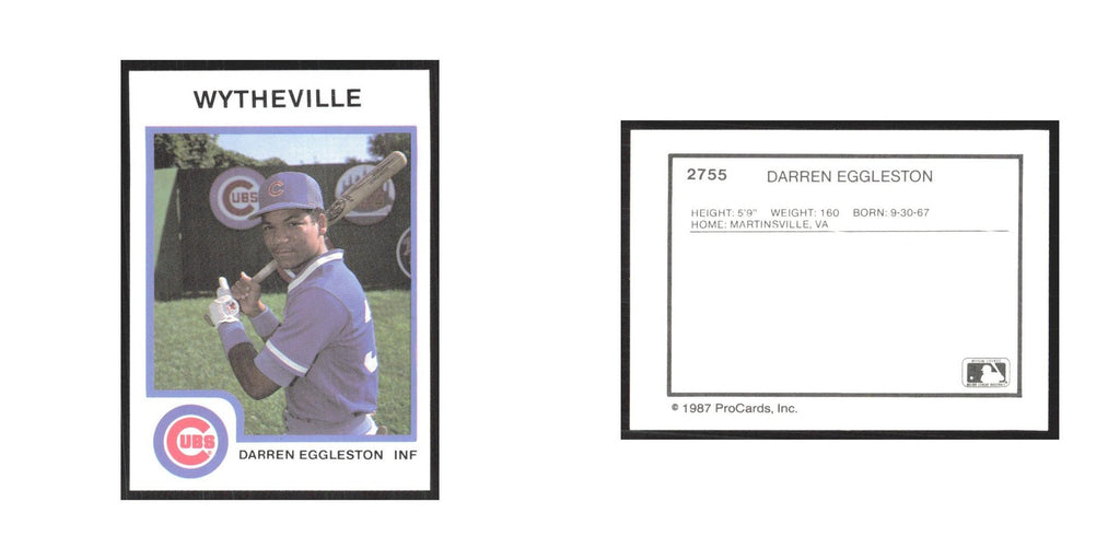 1987 ProCards Minor League Darren Eggleston Wytheville Cubs #2755